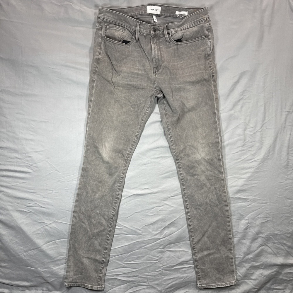 Frame L'Homme Skinny Jeans Women's 33 Light Grey Stretch Athletic Cotton